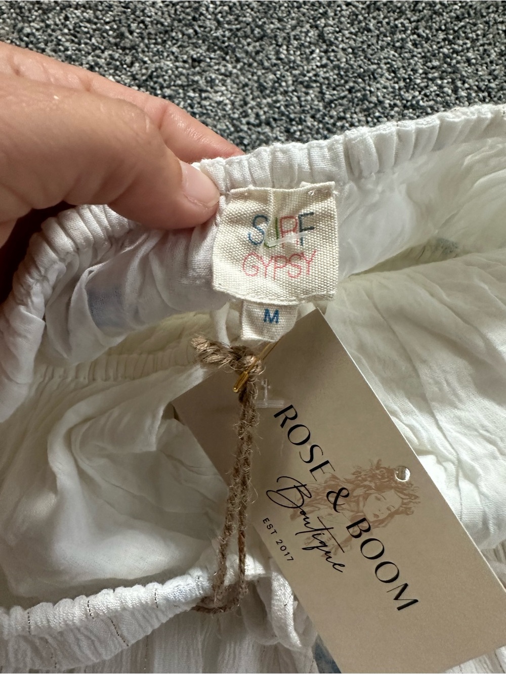 Surf Gypsy White Mini Dress with Light Blue Star Embroidery - Picture 3 of 3